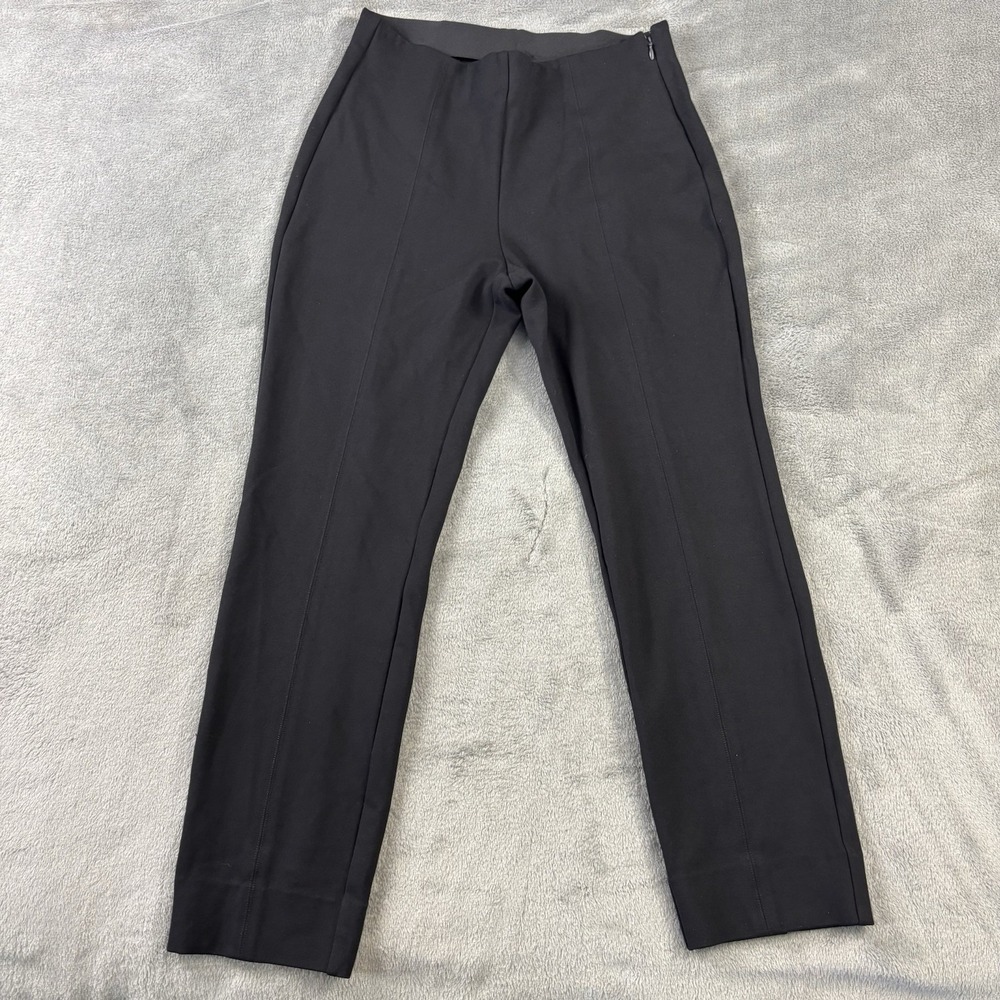 Quince Pants Womens L 26" inseam Black Ultra-Stretch Ponte Pintuck Ankle Preppy